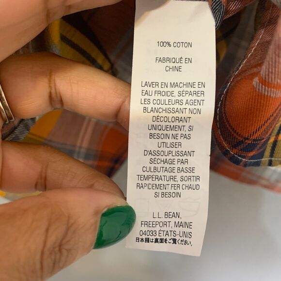 L.L.Bean Men’s Medium Long Sleeve Plaid Button-Down Shirt Autumn Gold Brick Rust - Picture 4 of 8